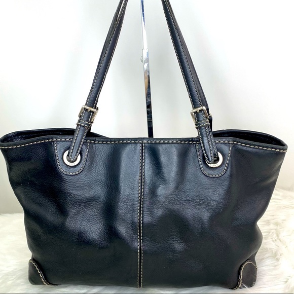 Michael Kors Black Leather Tote with Contrast Stitching - Picture 1 of 11